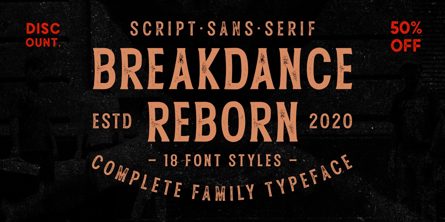 Przykład czcionki Breakdance Reborn Serif